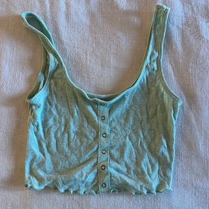 Mint Button Crop Top
